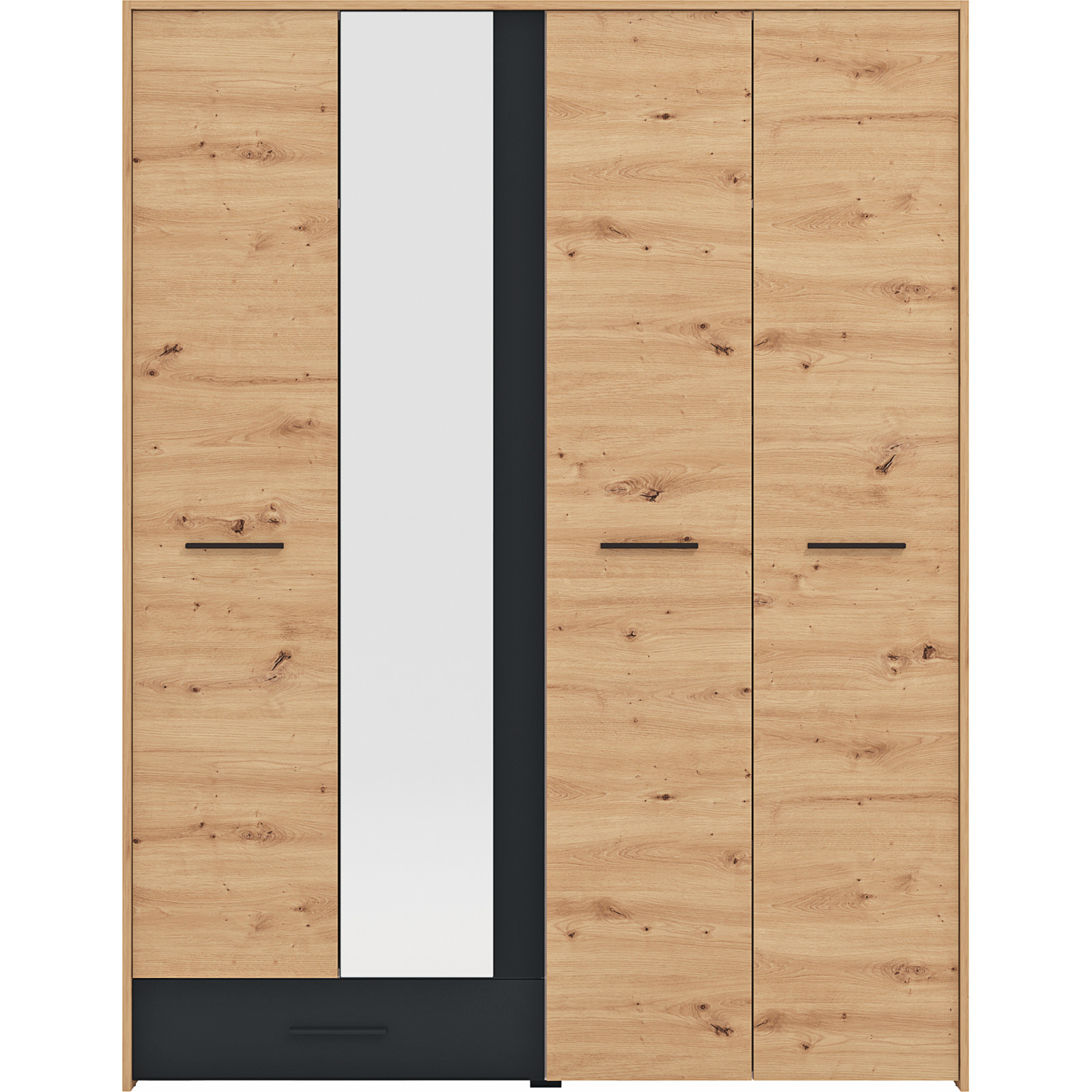 Schrank Varadero Melamin Artisan Eiche schwarz 158 x 204 x 53 cm, mit Spiegel