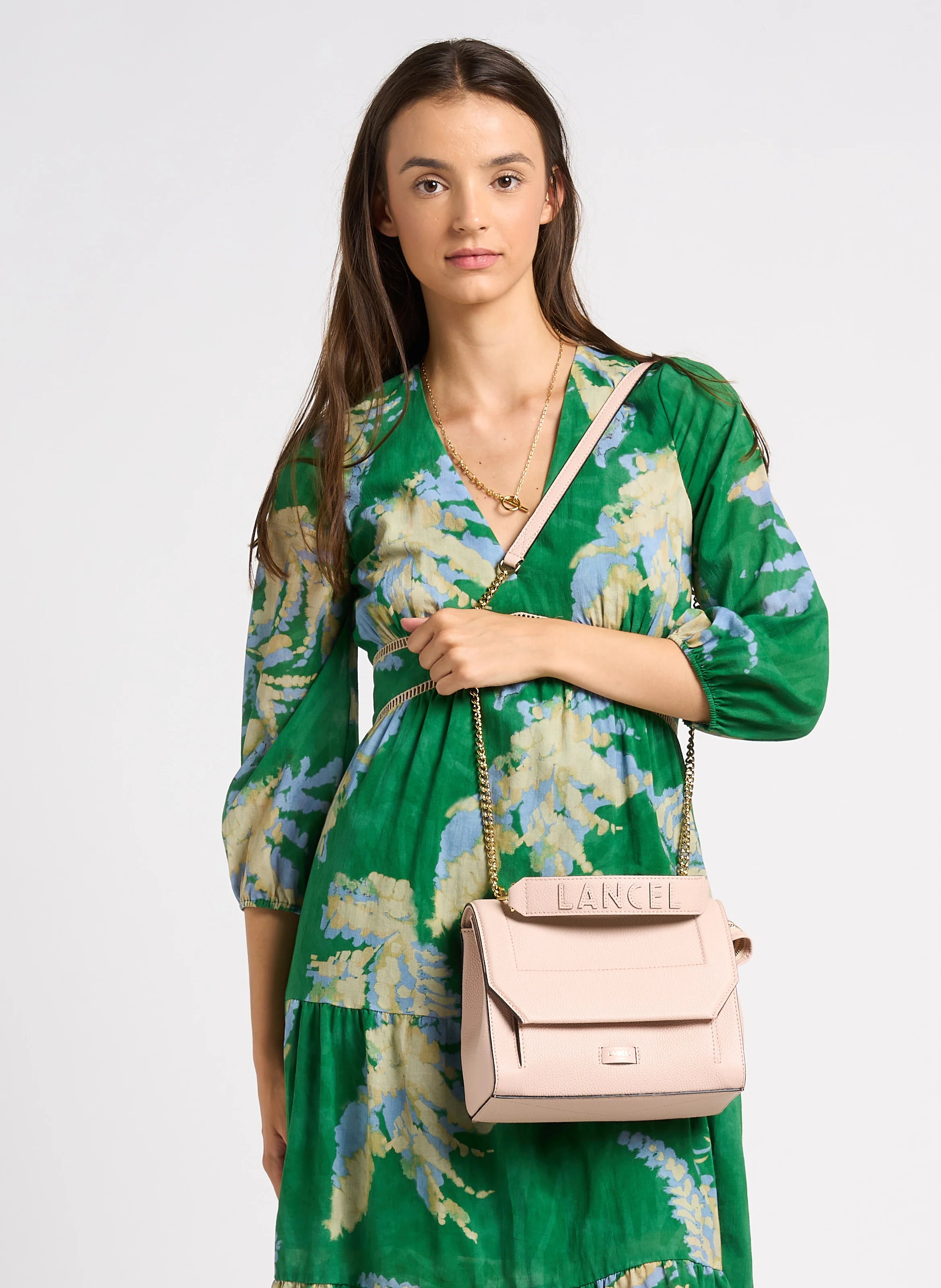 NINON M - Sac à rabat en cuir grainé | Rose