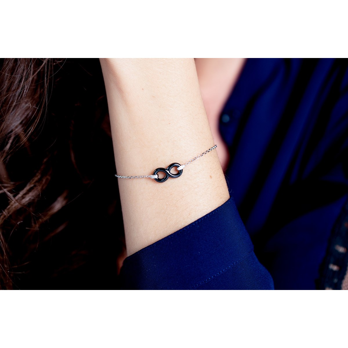 Bracelet souple en Argent avec oxyde de zirconium blanc
