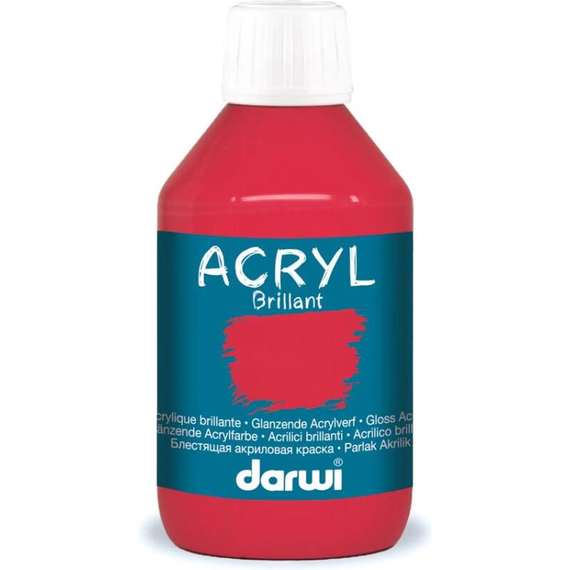 Darwi Flacon de 250 ml de Peinture Acrylique Universelle Brillante - Carmin