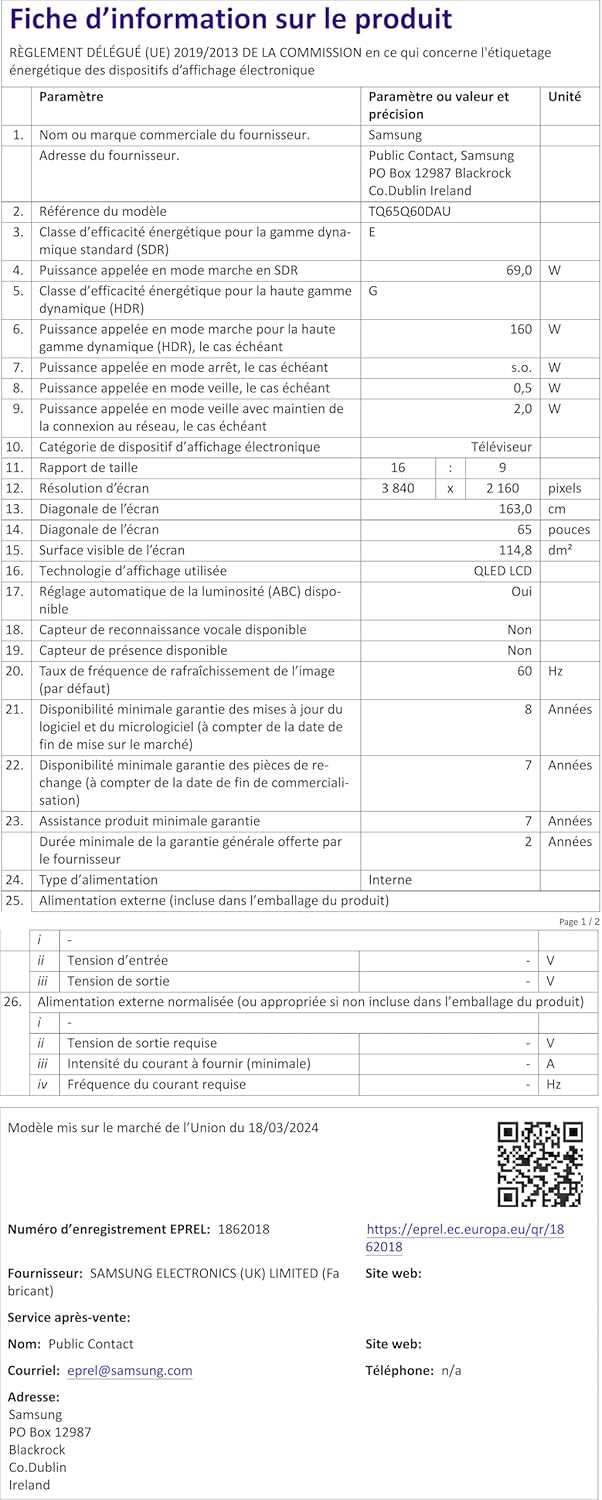 Samsung Téléviseur TQ43Q60D 43