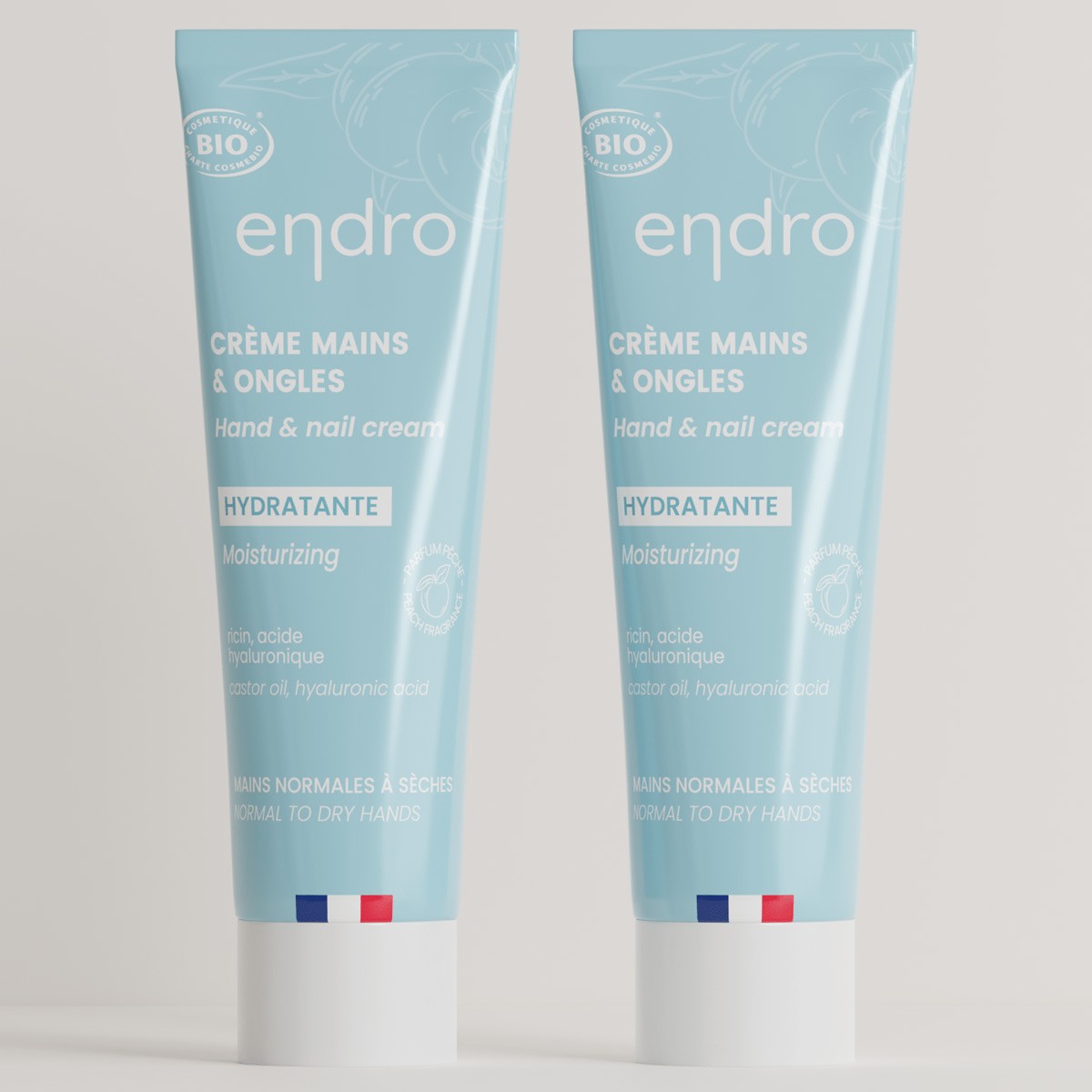 Crèmes mains hydratantes bio - Acide hyaluronique & ricin - 2 x 50 ml