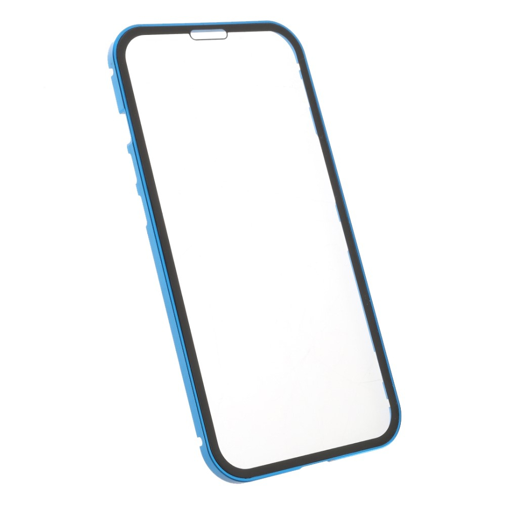 iPhone 13 Pro Magnetische Alu Schutzhülle mit Panzer Glas Backcover   Displayschutz (Magnet-Technologie) - Blau