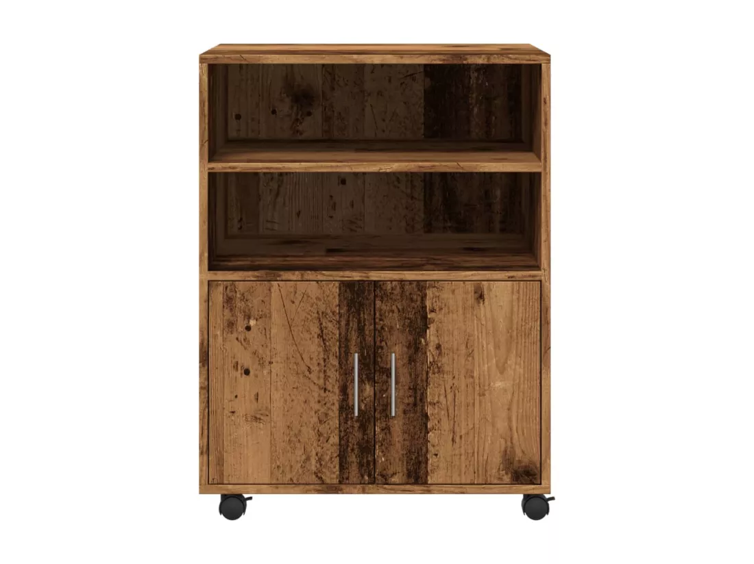 Armoire à roulettes vieux bois 60x48x81 cm bois d'ingénierie