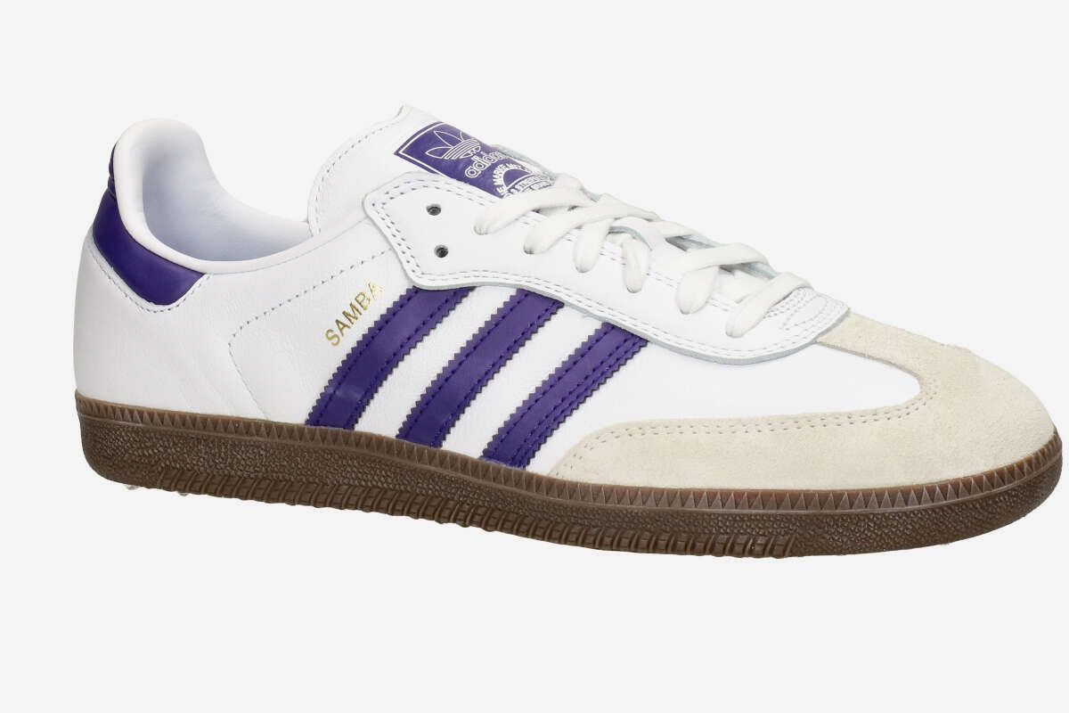 adidas Skateboarding Samba ADV Schuh (white collegiate purple gold)