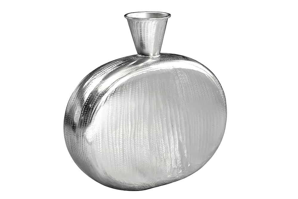 Handgefertigte Vase ORIENT L 50cm silber Metall Hammerschlag Design