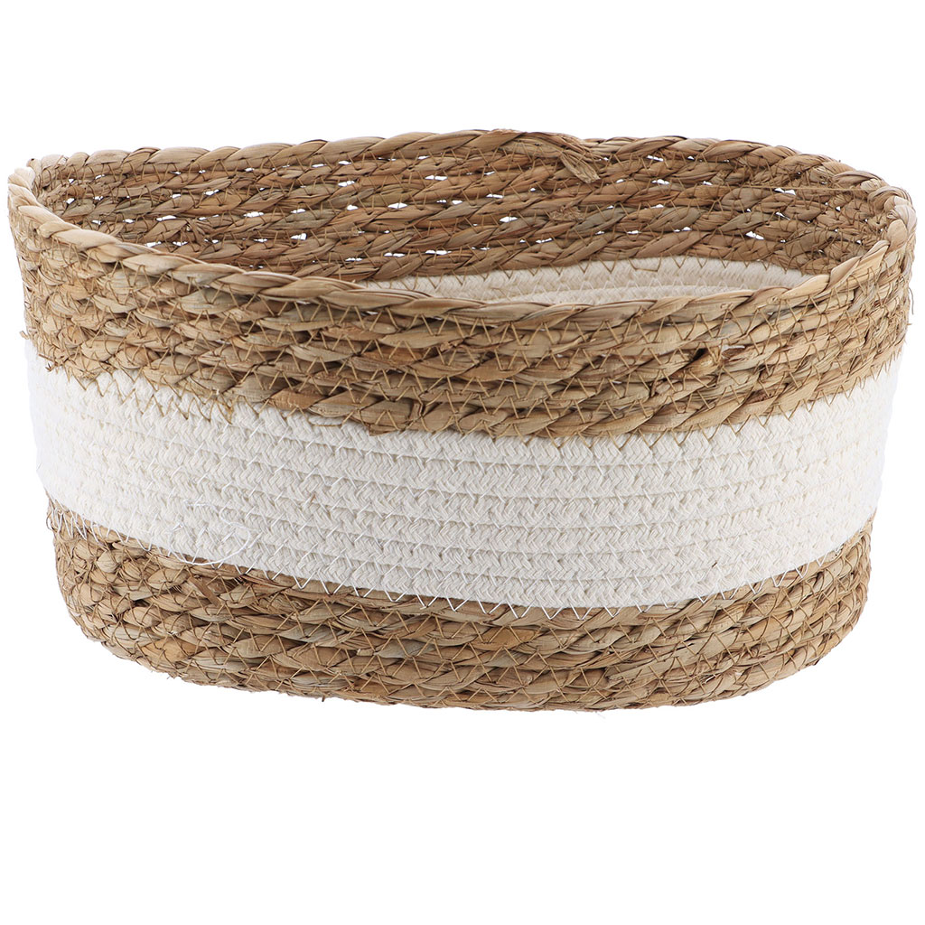 Panier osier ligne blanche 28x14x18cm