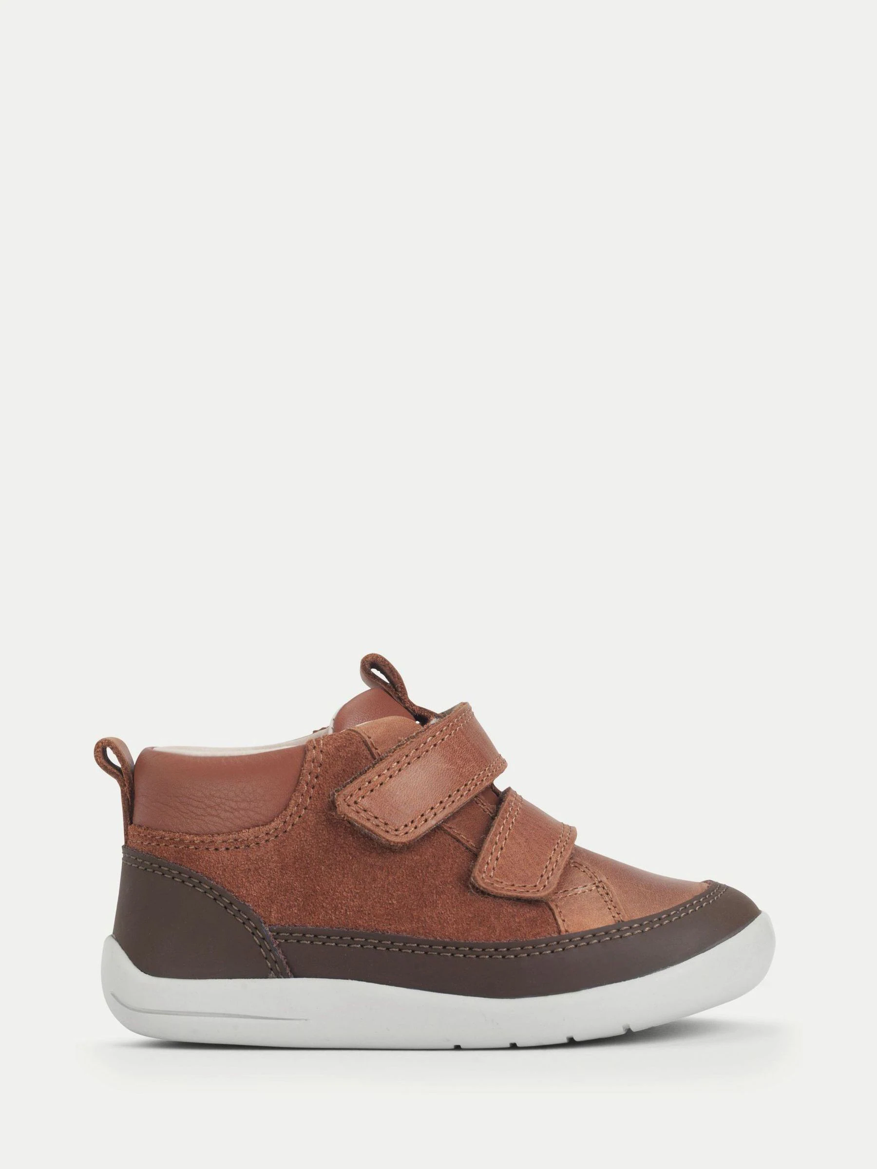 Start-Rite Kids Rove Leather and Suede Double Rip Tape First Walking Brown Boots