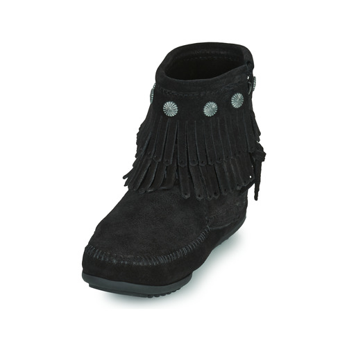 Minnetonka - DOUBLE FRINGE SIDE ZIP BOOT - Noir