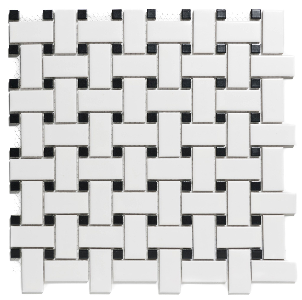 Tegelsample: The Mosaic Factory Paris mozaïek tegels 30x30 geweven wit/zwart