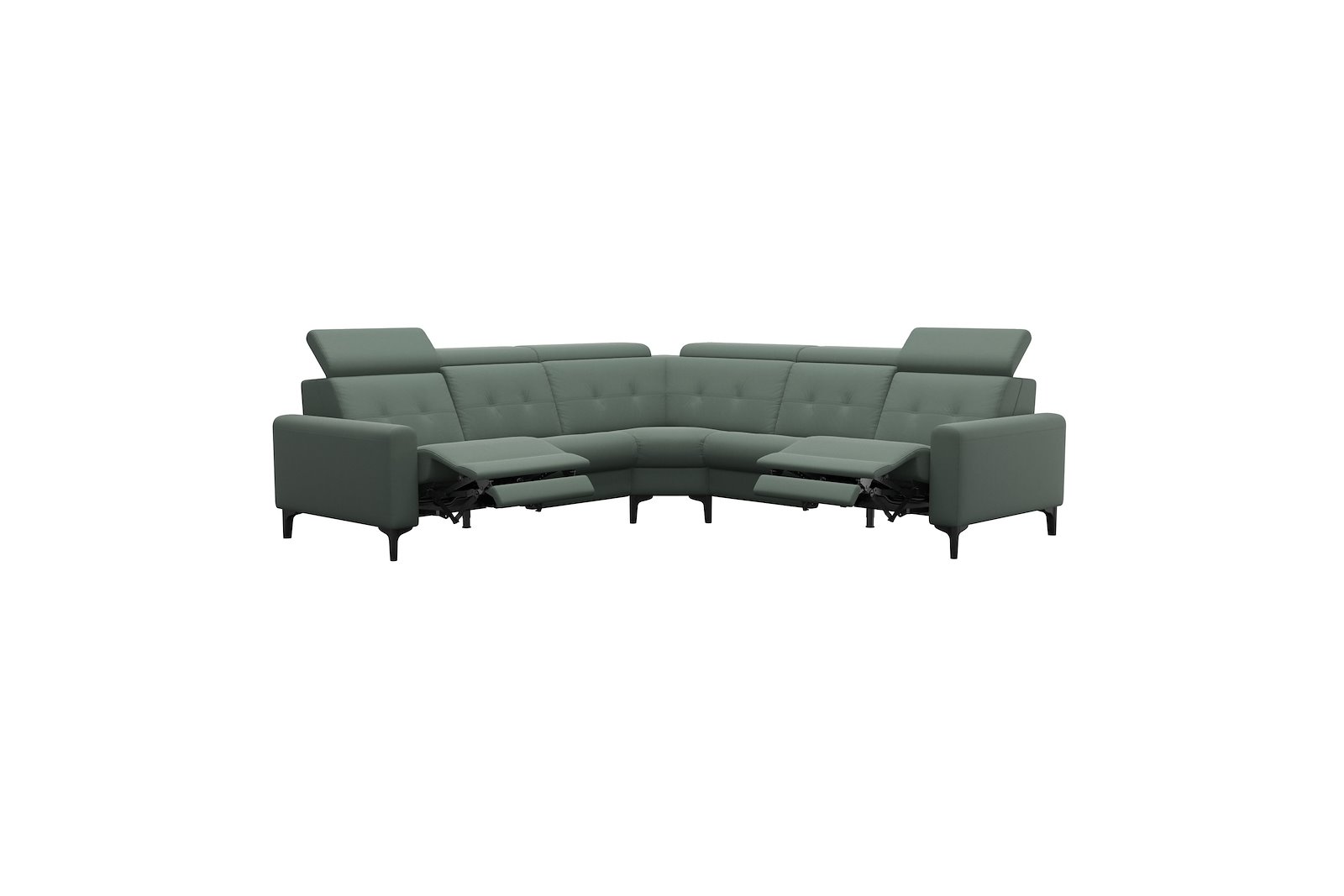 Anna C22 hjørnesofa (PMCMP) Hud Paloma Sage Green med A1 arm og polerte organiske sort alu ben, 14 cm. (Power-Manual-CornerManual-Manual-Power)