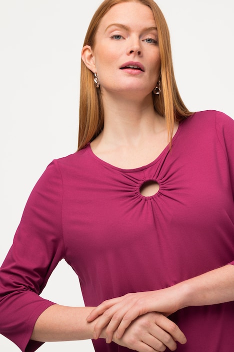 Shirt, Zierring, Classic, V-Ausschnitt, 3/4-Arm