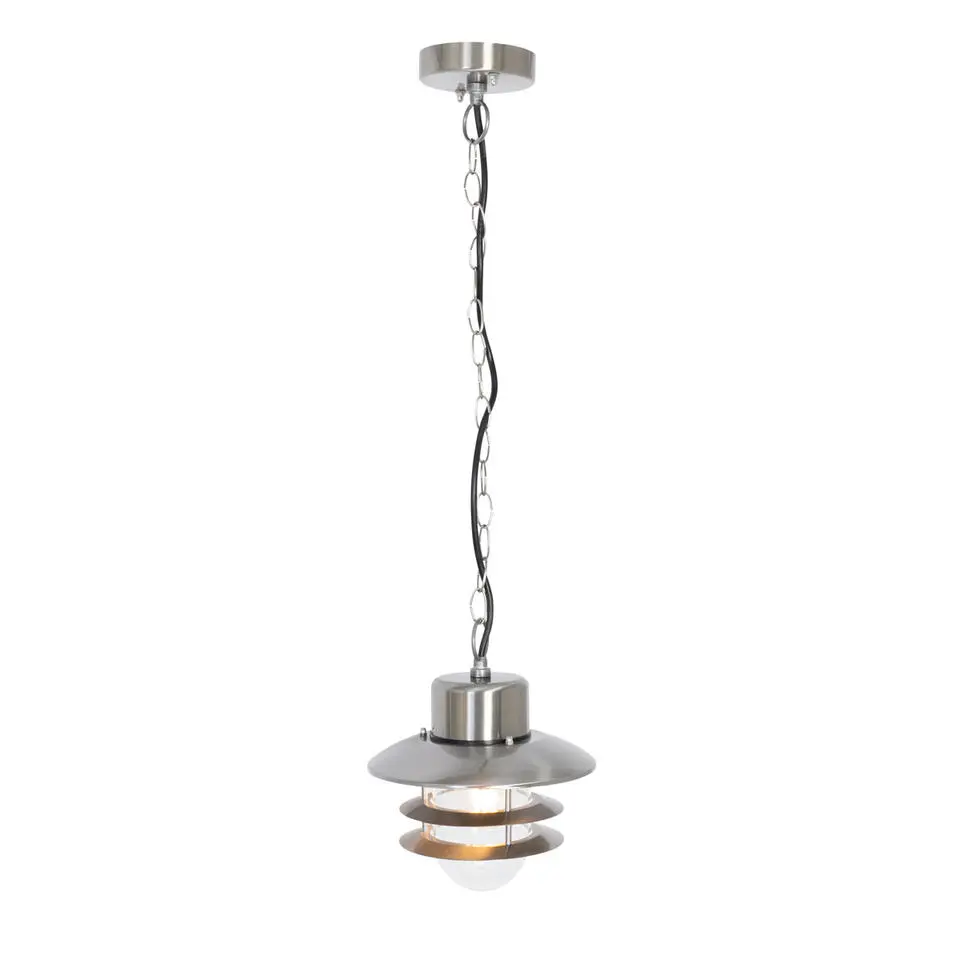 Qazqa hanglampen buiten shell zilverkleurig e27