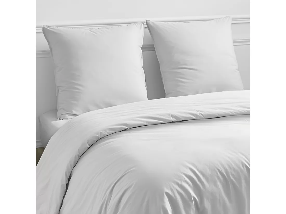 Drap housse en coton 57 fils uni bonnet 25cm blanc 180x200cm