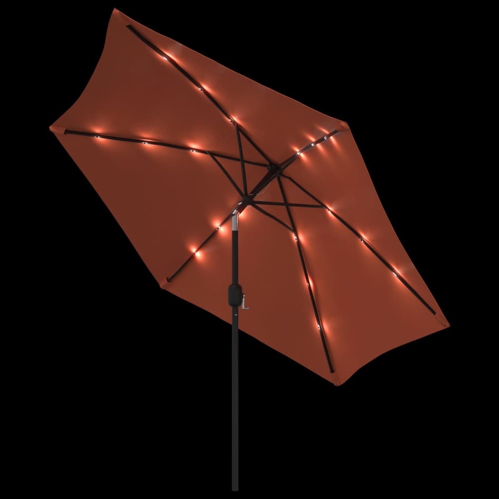 Parasol d'extérieur avec led et mât en acier 300 cm orange