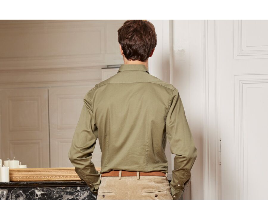 Chemise Vert Army 100% coton - Col américain - MEDWIN