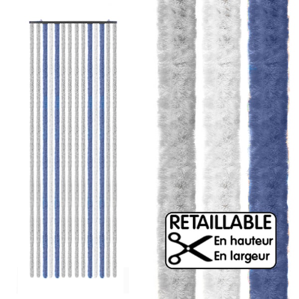 Rideau de porte chenille 56 x 205 cm Gris-Bleu