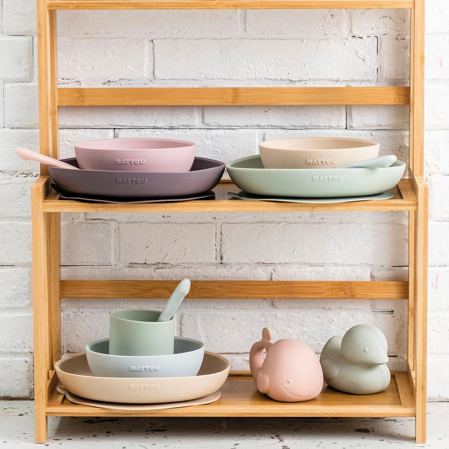 Nattou Esslern set 3 teilig rosa grau