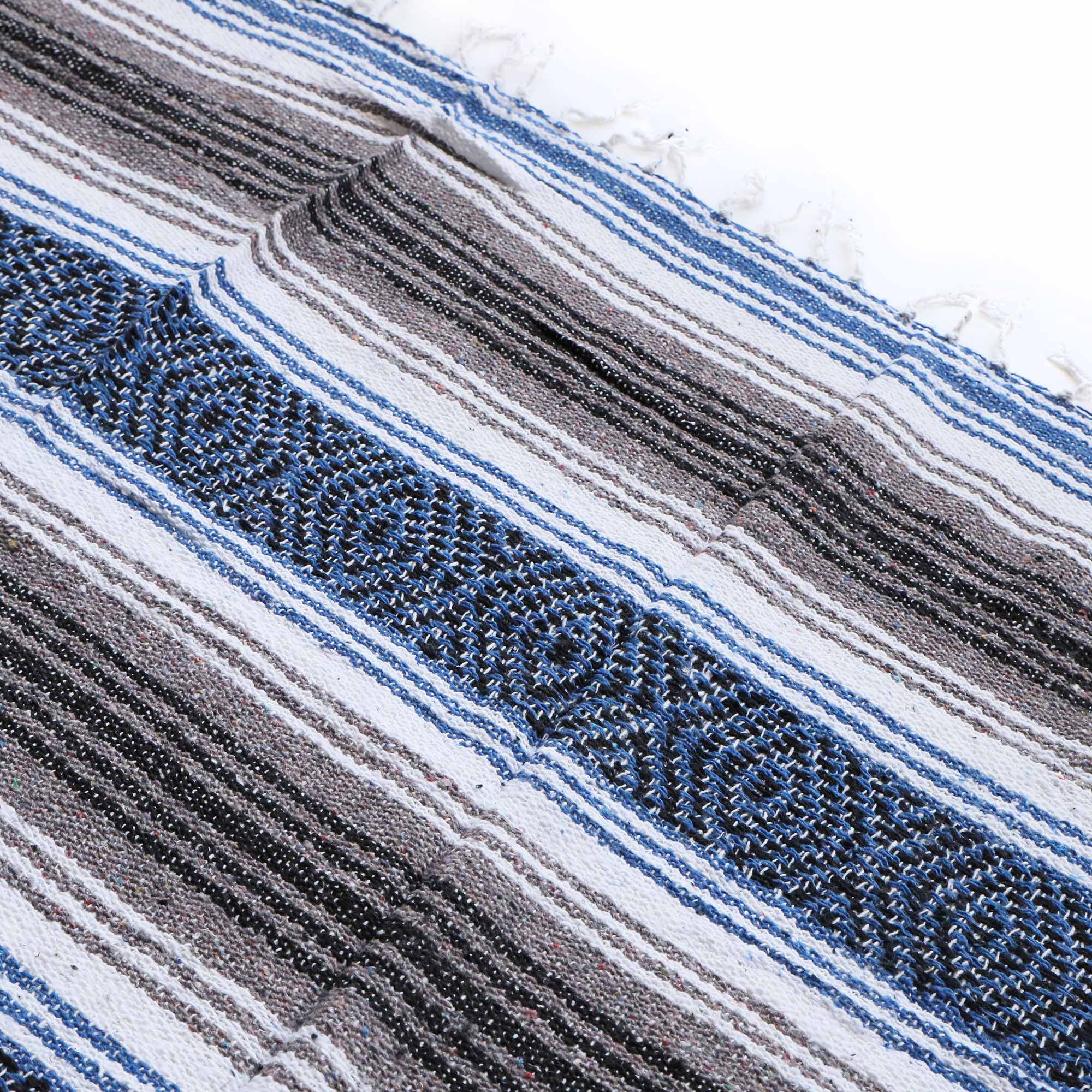 Decke gestreift braun/blau, B 175-200 cm, L 140 cm von fischer's lagerhaus