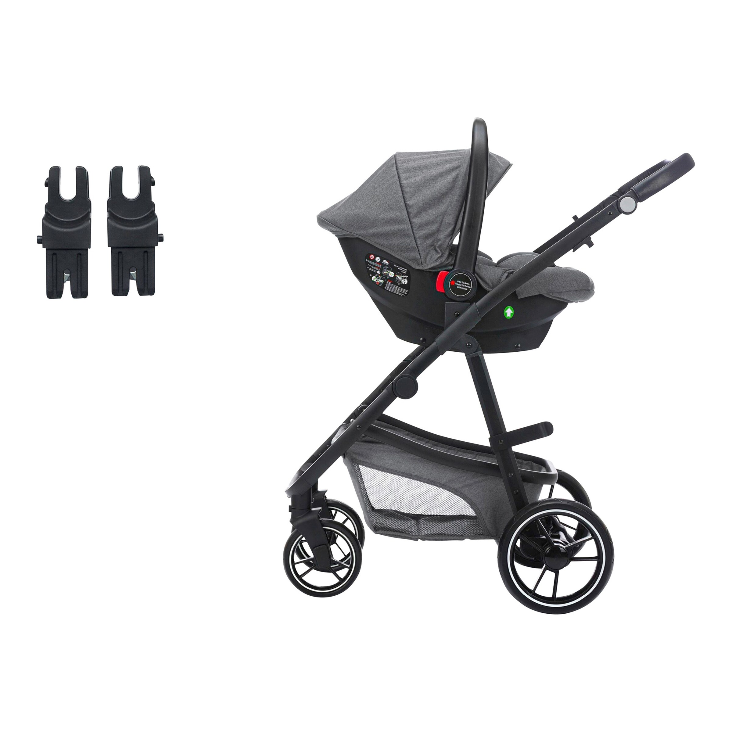 babycab Kombikinderwagen Stockholm Trio-Set (2024) inkl. i-Size Babyschale und Wickeltasche grau melange