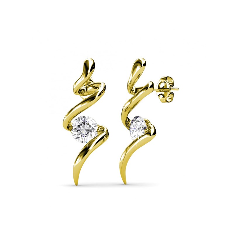 Boucles d'oreilles Spiral - Doré et Cristal