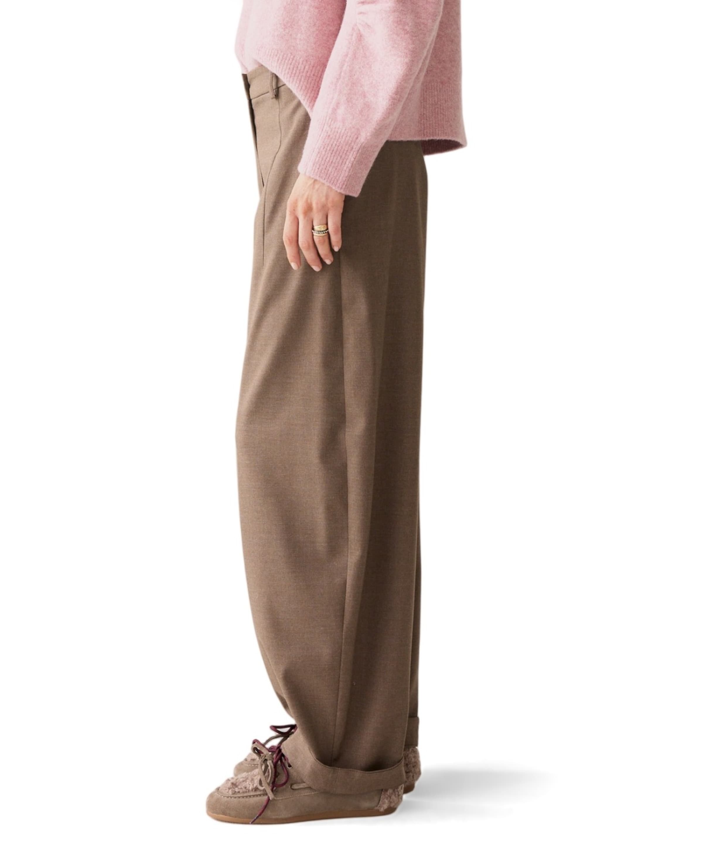 Summum Woman Trousers barrel fit Twill melange dames broek beige