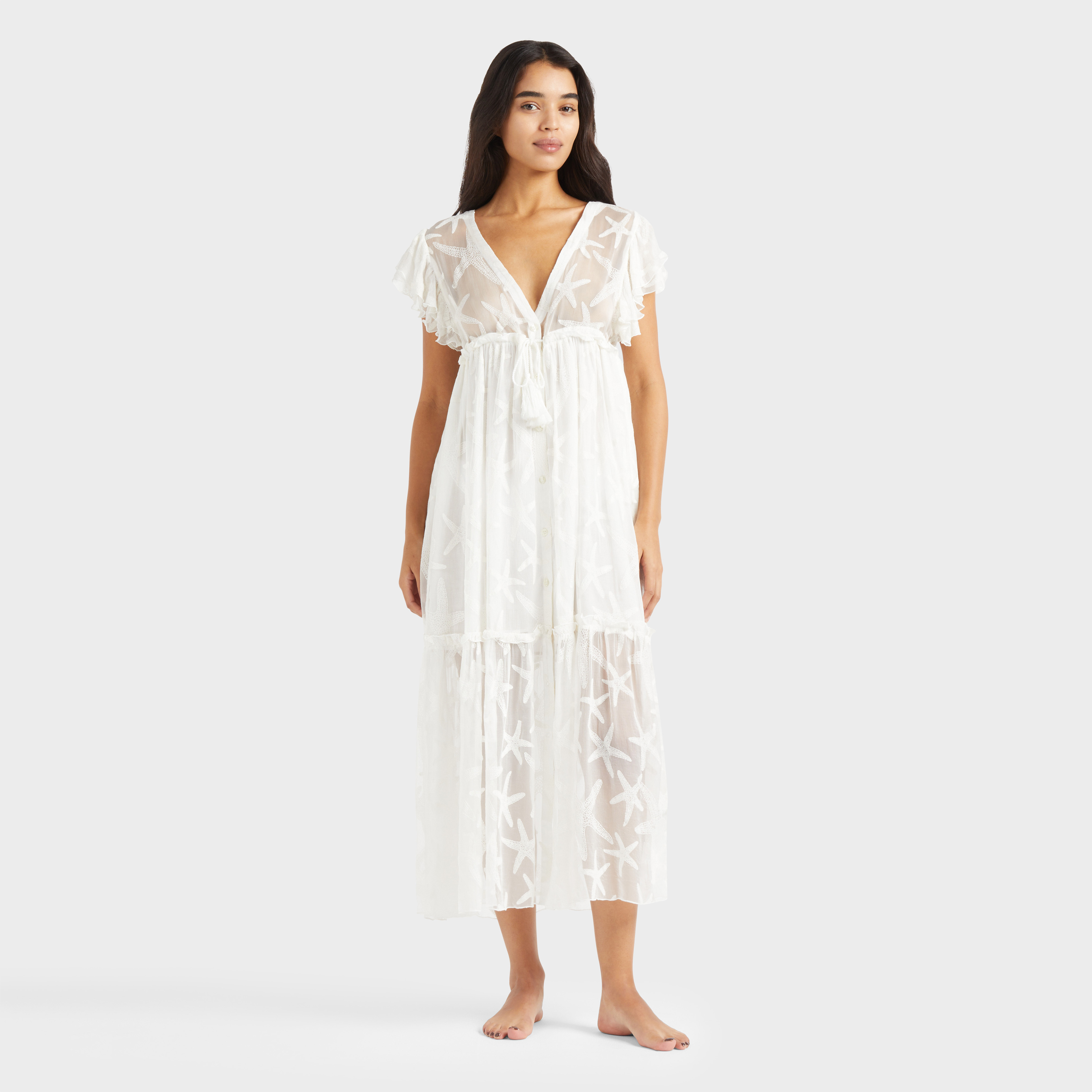 Robe longue transparente en soie femme Starfish