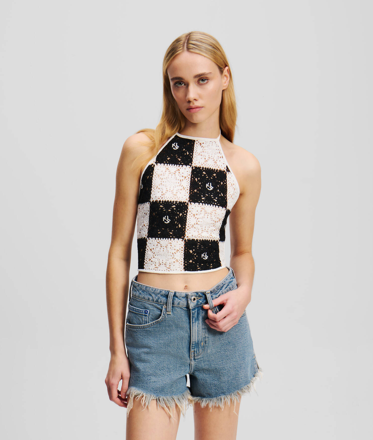 TOP DOS NU EN CROCHET - Noir/Blanc
