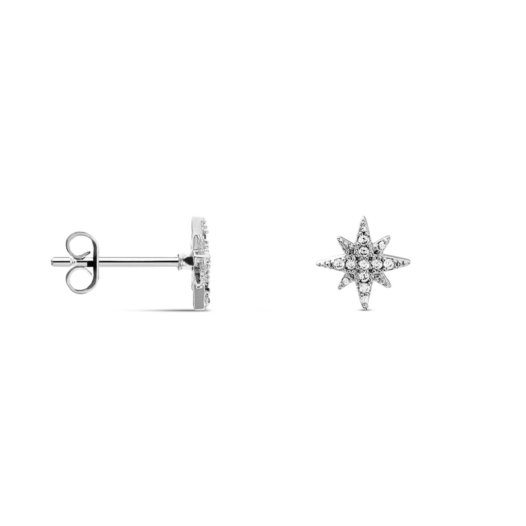 Boucles D'oreilles Puces Columba Argent Blanc Oxyde De Zirconium