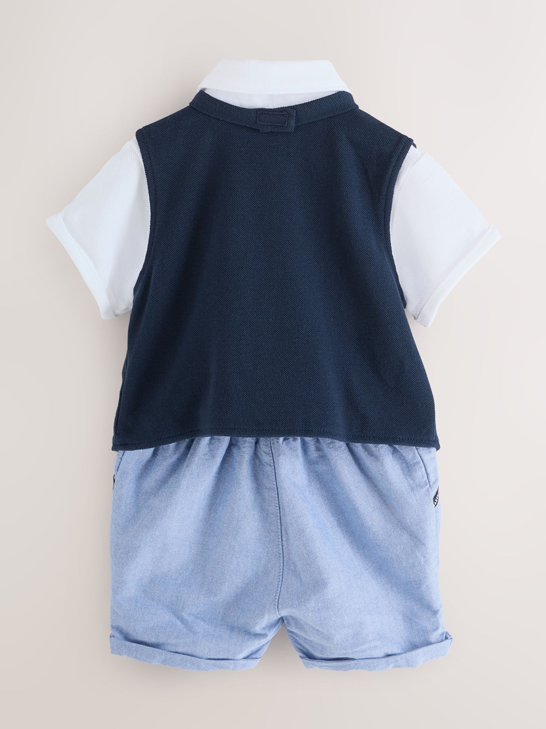 Baker by Ted Baker - Blauw 100% katoenen nette romper met strik