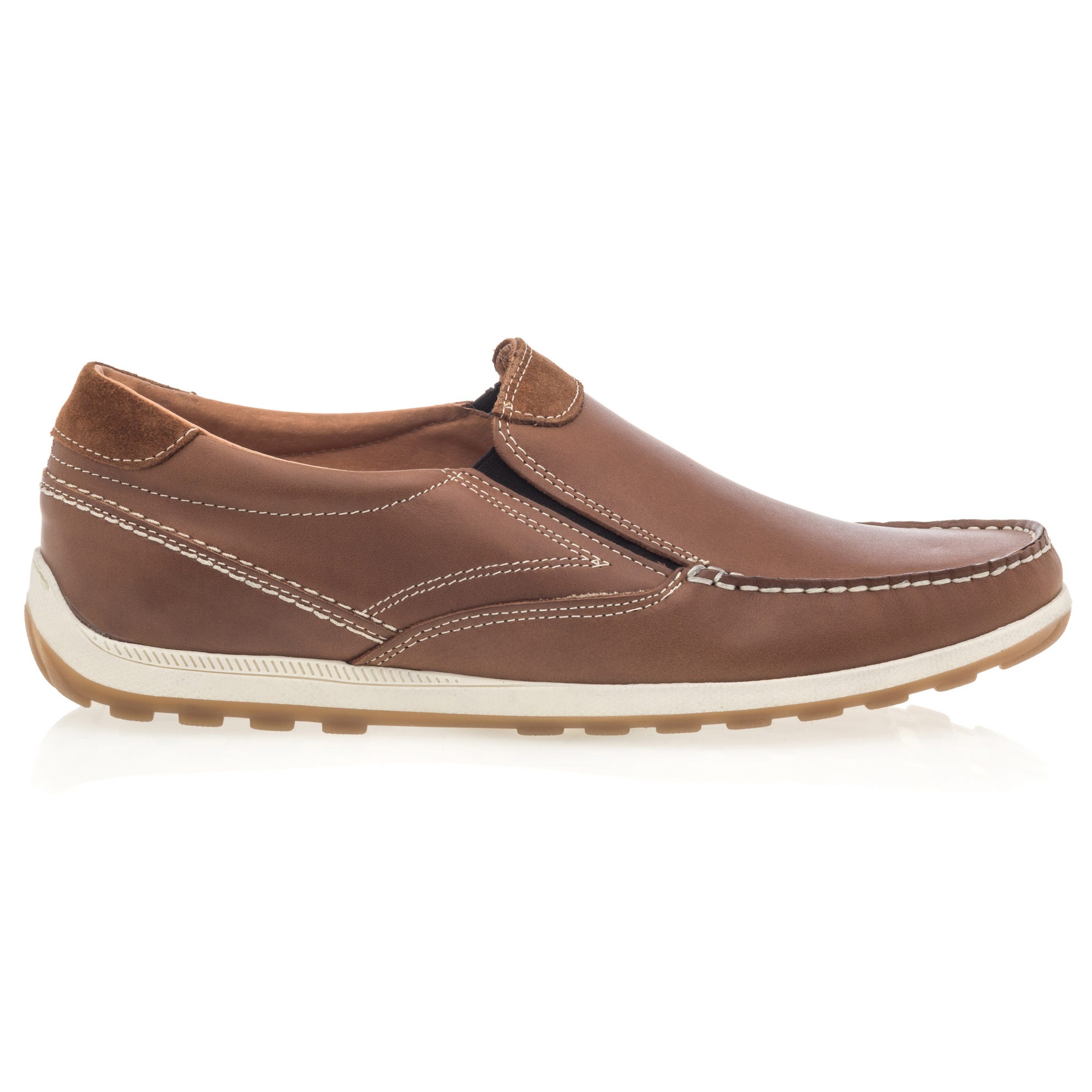 Mocassins pieds sensibles Homme en cuir cognac