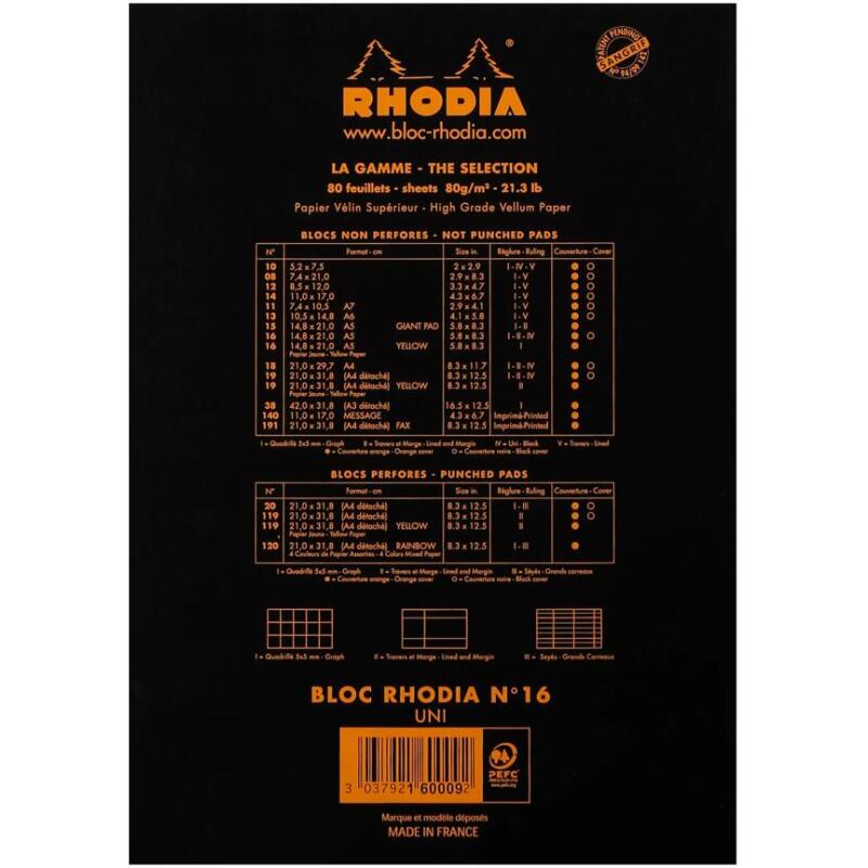 Bloc agrafé N°16 A5 80 feuilles unies 80 g. - Noir
