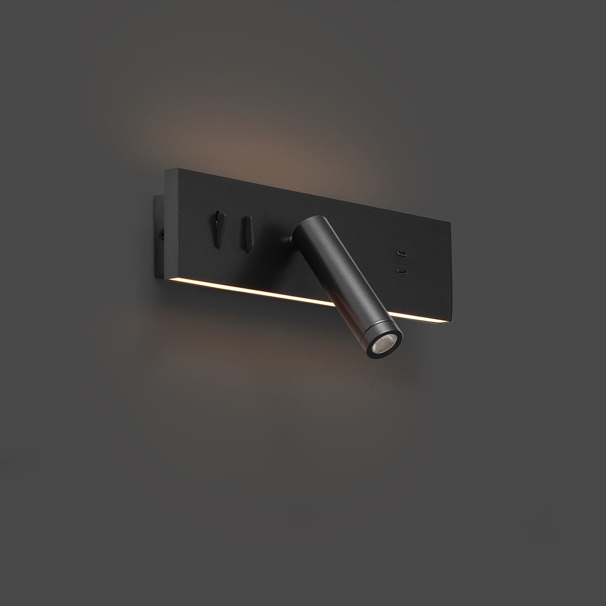 Moderne wandlamp zwart verstelbaar met USB-C incl. LED - Modric