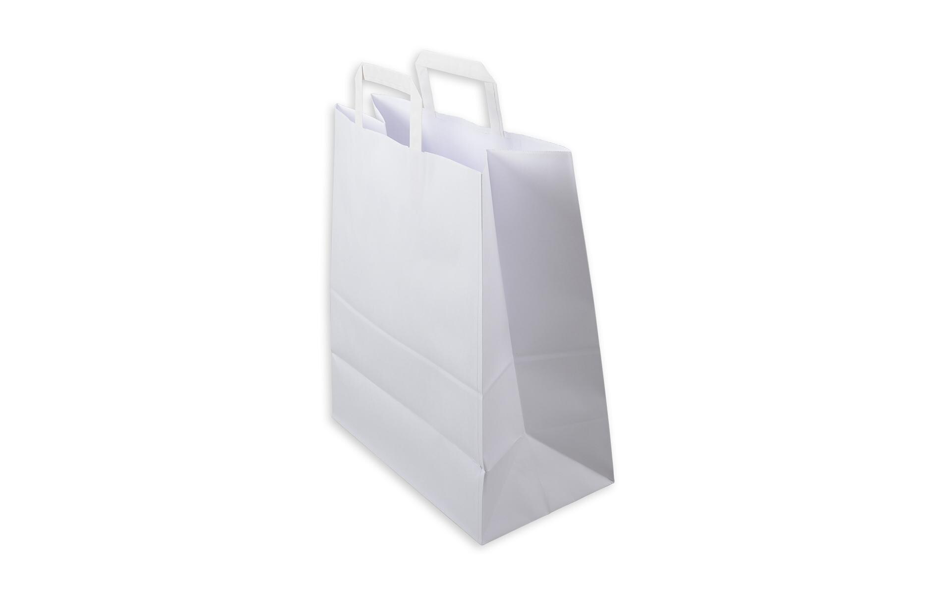 Geschenktüte mit Flachhenkel 32 x 17 x 38 cm 50 Stück, WeissPapiertasche