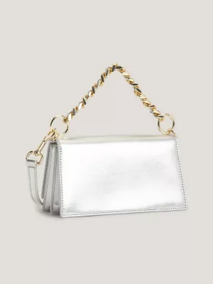 Bolsa transversal metálica com monograma TH