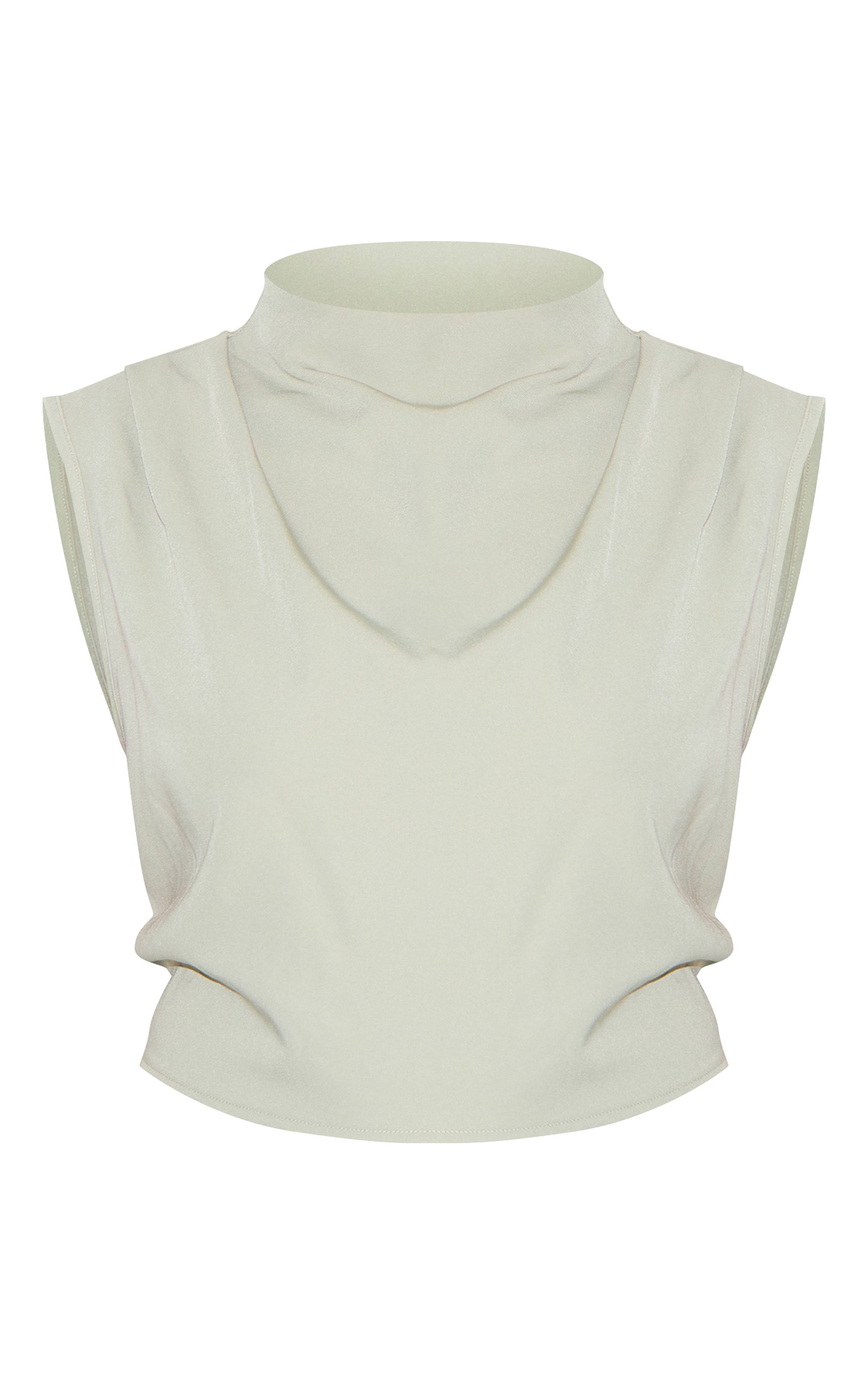 Vert Sauge Haut Ample Plissé Tissé Grande Taille