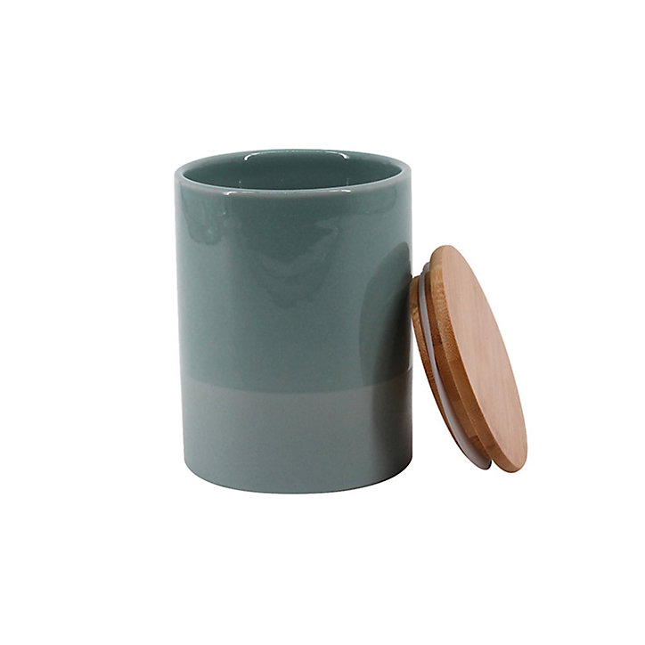 Pot en céramique Ornami vert menthe avec couvercle en bambou Lucie 0,95 L