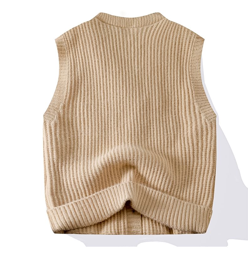 Dandyluxe - V-hals geribbeld vest met knoopjes