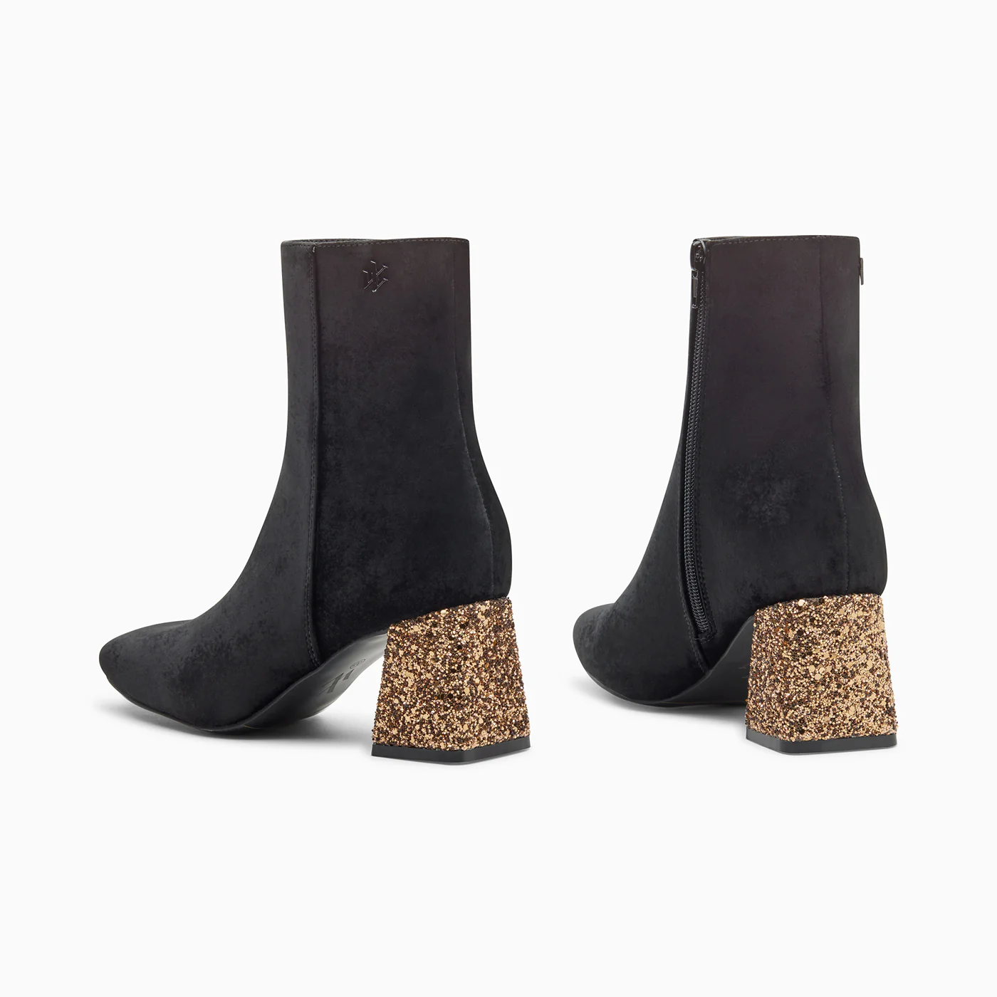 Bottines-Bottines New York noires à talon pailleté bronze