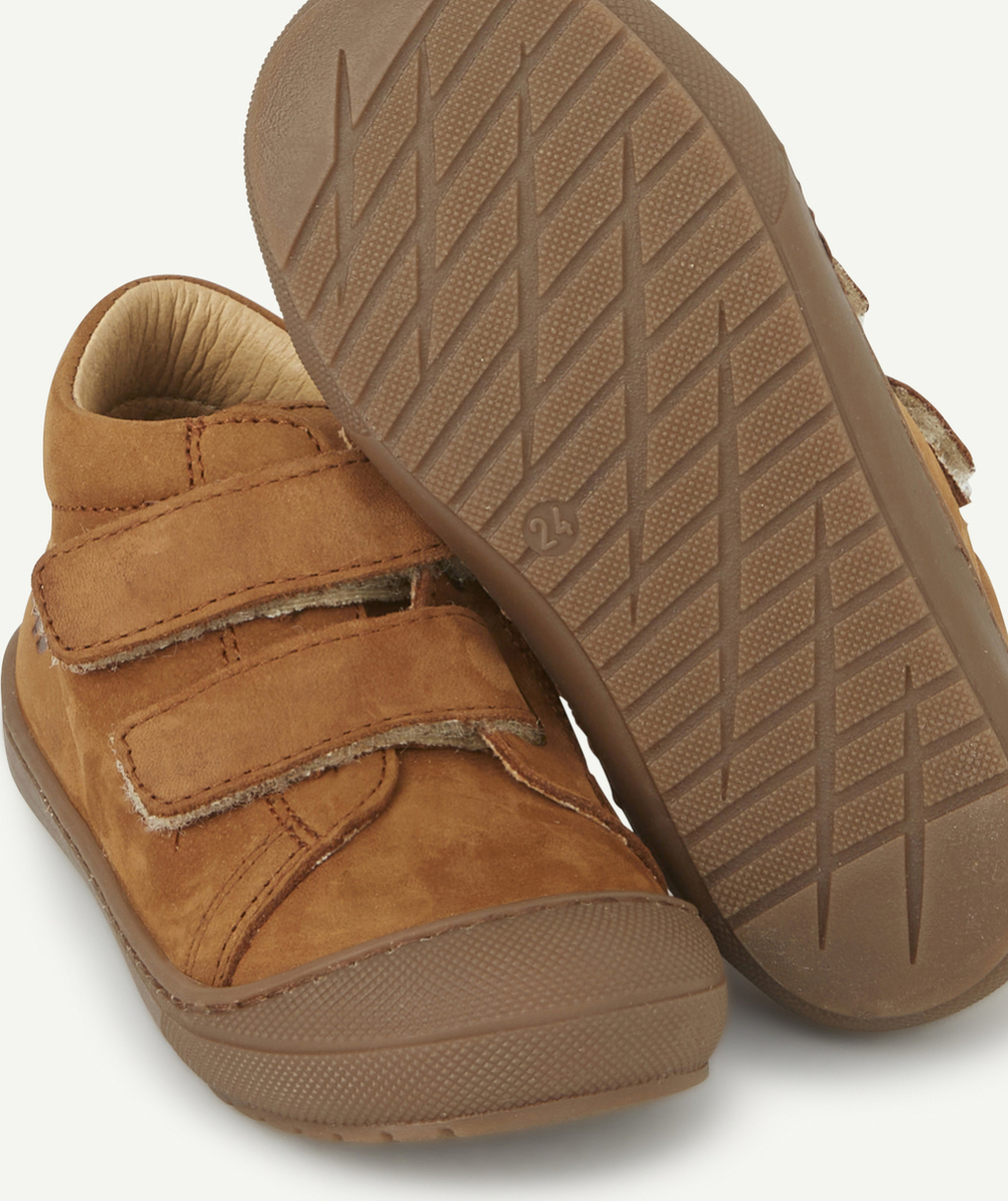 BOPYBOTTINES PREMIER PAS BÉBÉ EN CUIR MARRON AVEC SCRATCH