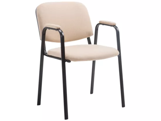 Lot de 4 Chaise de conférence - Tissu & Métal noir mat - Crème - Ken Pro