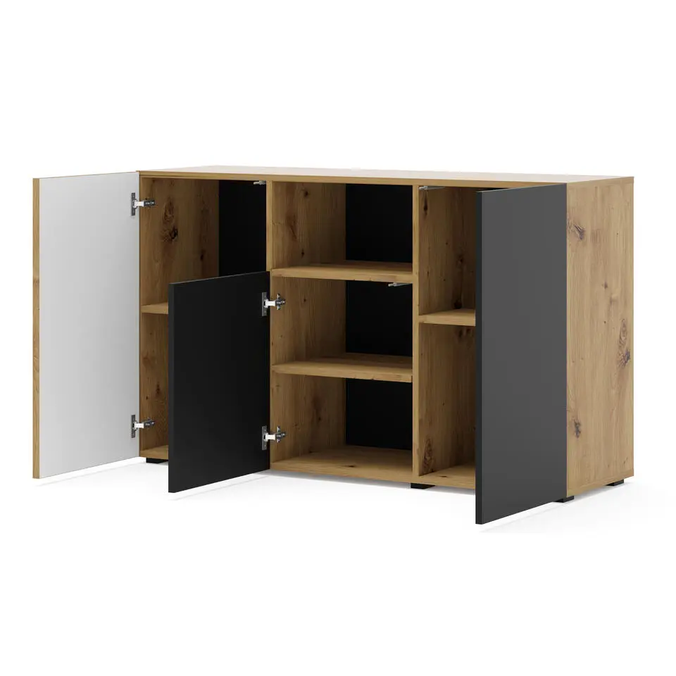 AURIS dressoir 3D 135 cm artisan eiken / zwart mat