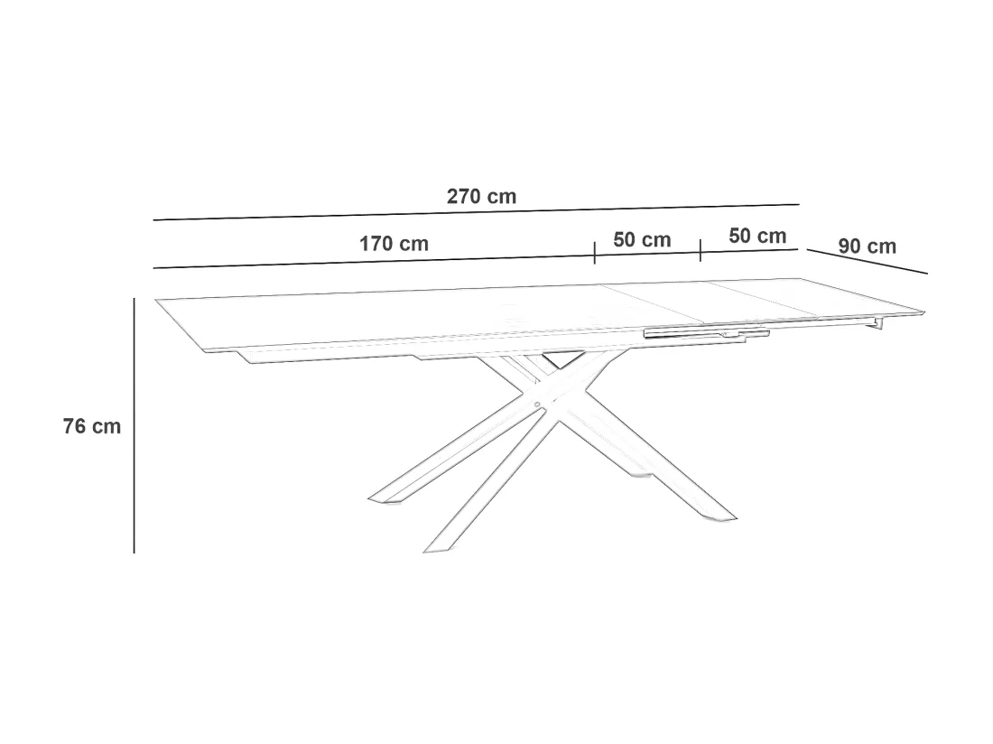 Xavier Table Extensible (170/270 x 90 cm) en HPL sur MDF Noir
