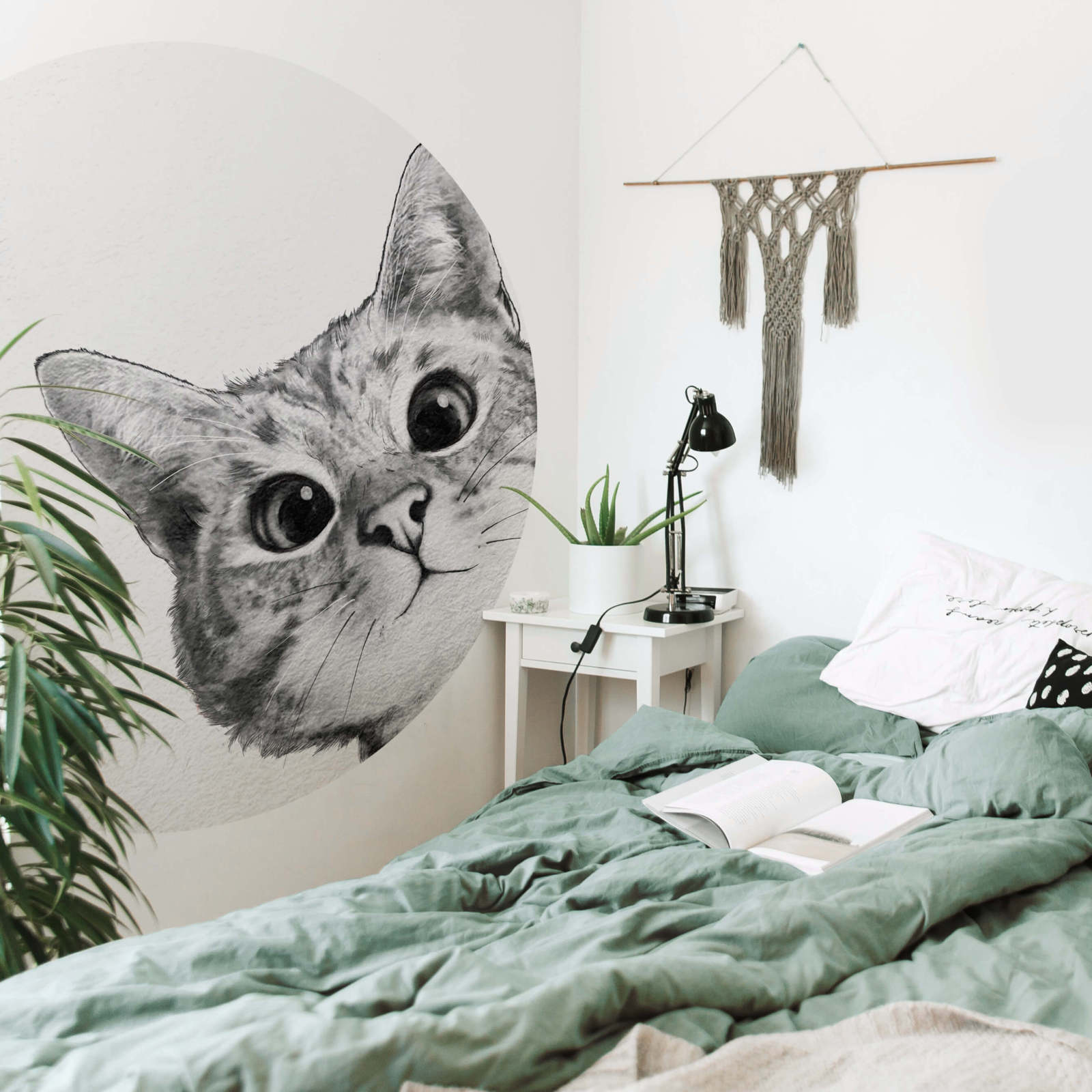 Fototapete DESIGNWALLS 2.0 - weiß-schwarz - Katze - 1,4 Meter