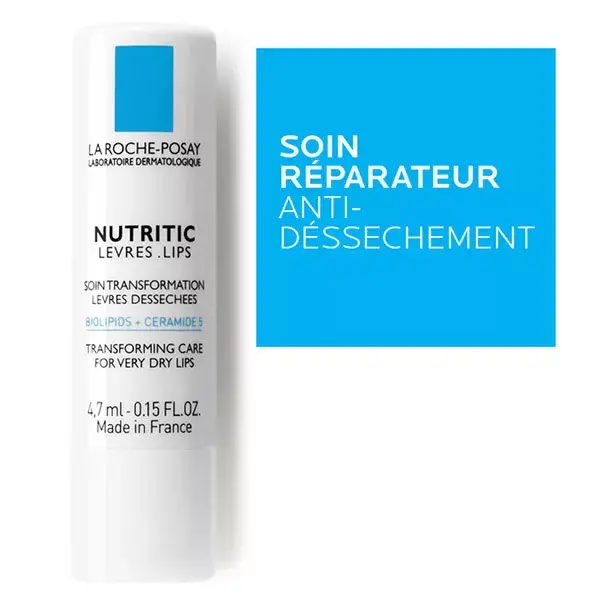 Kit com 2 protetores labiais Nutritic da La Roche-Posay, cada um com 4,7 ml cada.