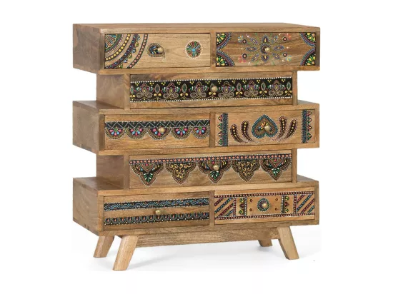 Commode réalisée à la main en bois de manguier