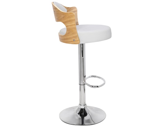 MENZZO - Lot de 2 chaises de bar ruben chêne clair & simili blanc
