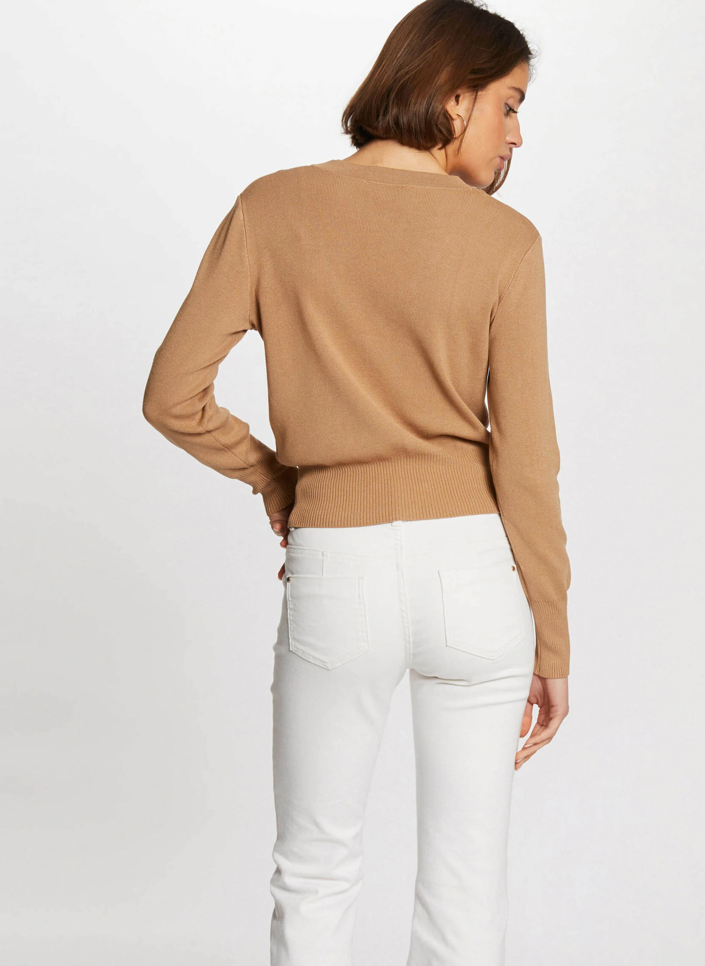 MGAYA - Gilet droit manches longues boutonné | Marron