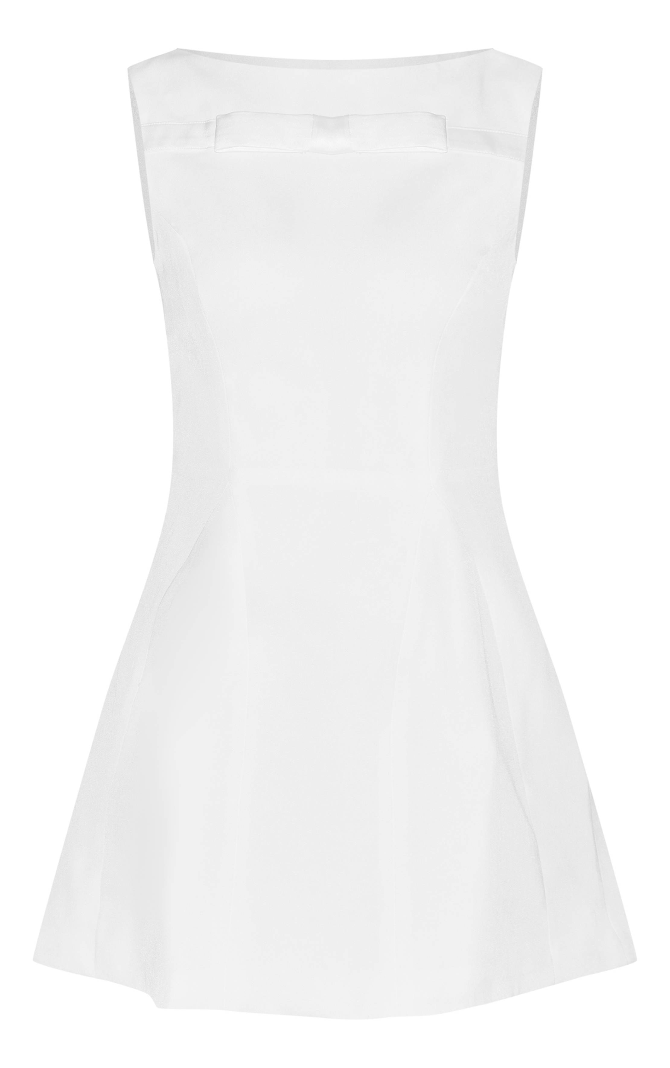 Blanc Robe Trapèze Cintrée Premium Avec Détail Nœud