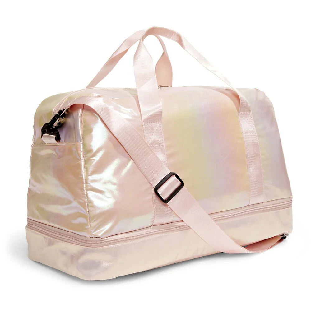 Sac de voyage femme aspect brillant 49x23xH30cm - 2 modèles rose ou vert